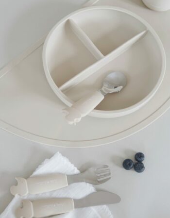 oyster beige - assiette à ventouse avec compartiments