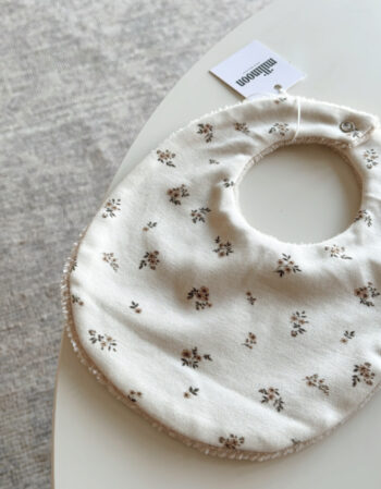 bavoir maille coton bio - fleuri écru