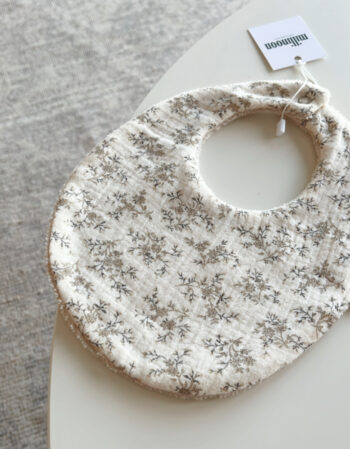 bavoir gaze bio - fleuri écru
