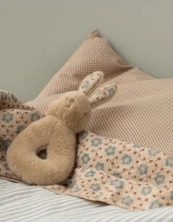 coffret hochet lapin - crème pêche