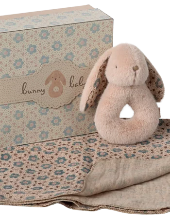 coffret hochet lapin - rose poudre