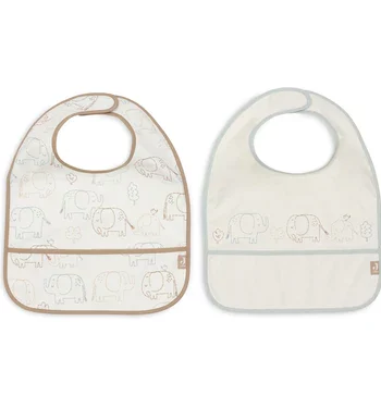 elephant tales - pack de 2 bavoirs imperméables