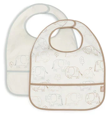 elephant tales - pack de 2 bavoirs imperméables