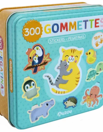 boîte de gommettes métal - les bébés animaux