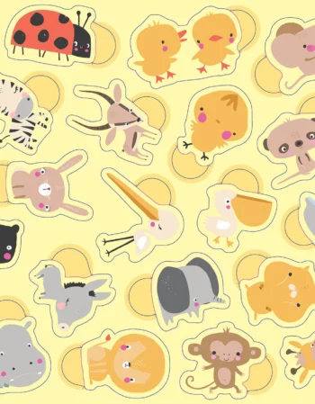 boîte de gommettes métal - les bébés animaux