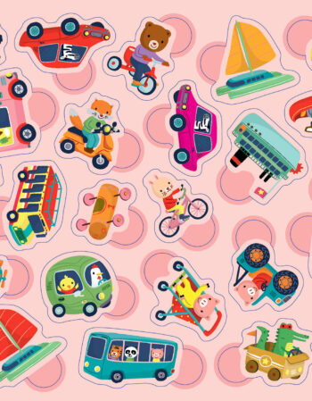 boîte de gommettes métal - les transports