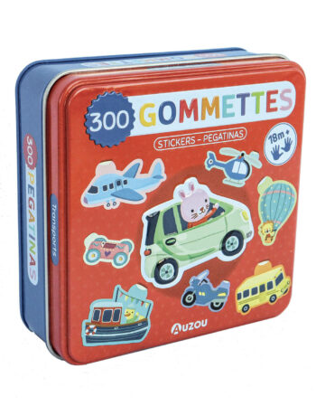 boîte de gommettes métal - les transports