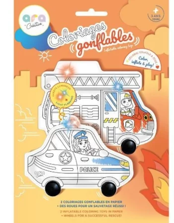 coloriages gonflables - pompier et police lumineux avec roues